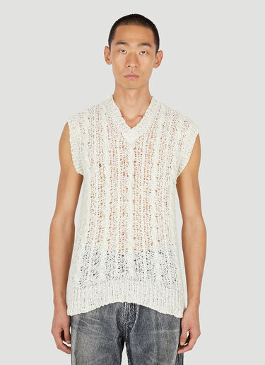 Our Legacy Sheer Cable Knit Sleeveless Sweater White our0150007