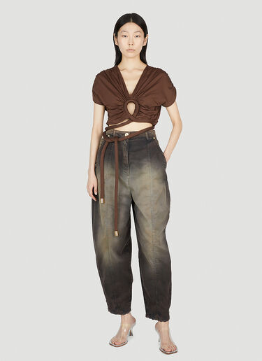 Knotted Cropped Top Balmain Knotted Cropped Top Brown bln0252003