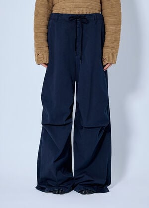 MM6 Maison Margiela Wide-Leg Drawstring Trousers Blue mmm0265009