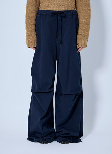 MM6 Maison Margiela Wide-Leg Drawstring Trousers Blue mmm0265009