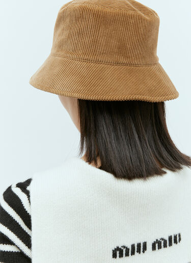 Miu Miu Embossed Logo Velvet Bucket Hat Brown miu0255025