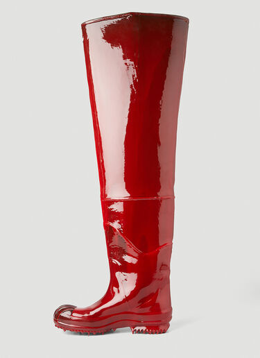 Maison Margiela Varnished Thigh High Boots Red mla0147053