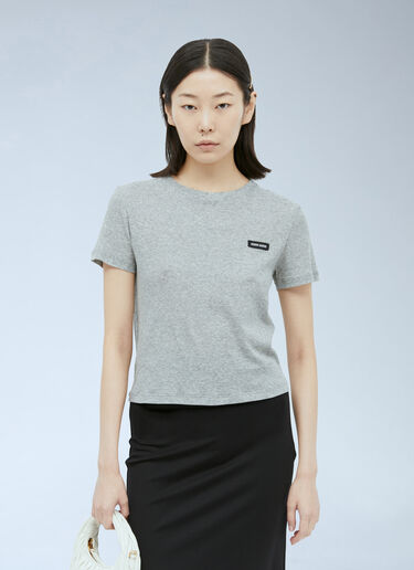 Miu Miu Logo Patch T-Shirt Grey miu0255007
