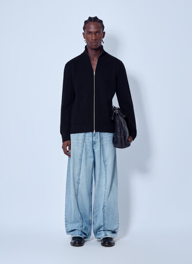 LN-CC® - MM6 Maison Margiela: Ribbed Zip-Up Cardigan - Black MM6 Maison Margiela Ribbed Zip-Up Cardigan Black mmm0165003