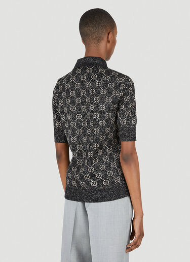 Gucci GG Jacquard Lame Polo Shirt Black guc0247048