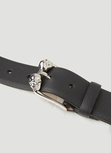 Alexander McQueen Twin Skull Buckle Belt Black amq0147067