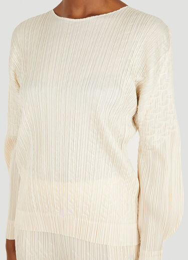 Pleats Please Issey Miyake Cable Stitch Top Beige plp0251005