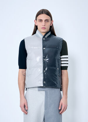 Thom Browne High-Gloss Contrast Down Gilet Grey thb0159002