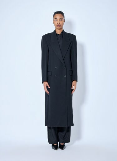 LN-CC® - RÓHE: Double Breasted Tailored Coat - Black RÓHE Double Breasted Tailored Coat Black roe0265022