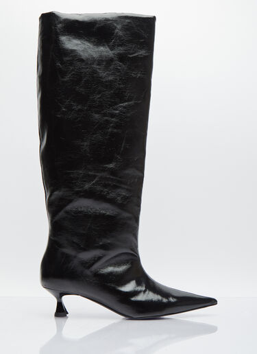 GANNI Soft Slouchy High Shaft Boots Black gan0254027