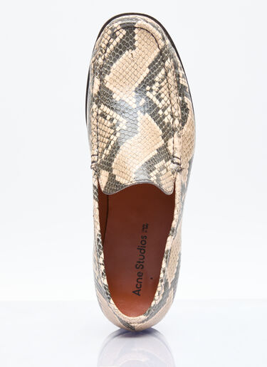 Acne Studios Snake-Embossed Loafers Beige acn0155039