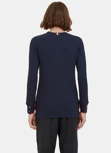 Thom Browne Ribbed Knit Henley Sweater Navy thb0125016
