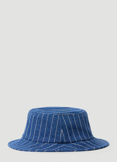 Kenzo Logo Stamp Denim Stripe Bucket Hat Blue knz0154033