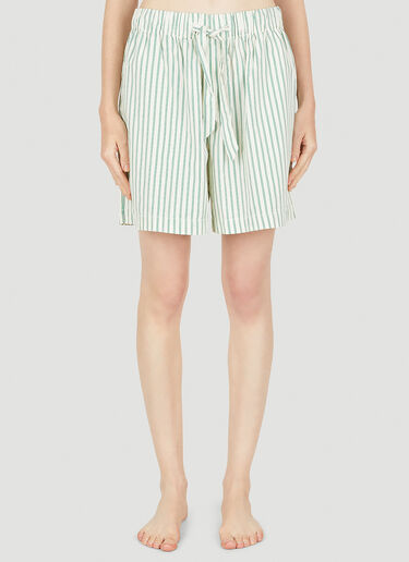 Drawstring Striped Sleep Shorts Tekla Drawstring Striped Sleep Shorts Green tek0349034