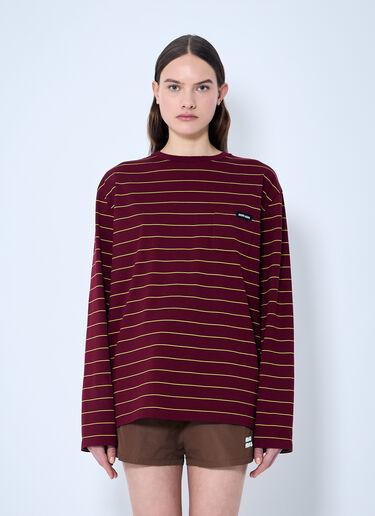 Miu Miu Striped Long-Sleeve T-Shirt Red miu0360004