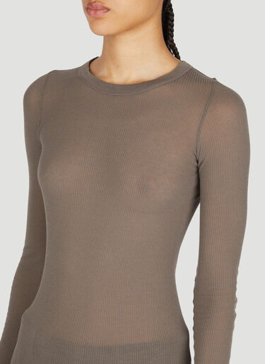Rick Owens Ribbed Long Sleeve T-Shirt Grey ric0253021