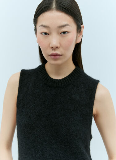 GANNI 브러싱 마감 알파카 O-넥 베스트 블랙 gan0255028