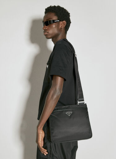 Prada Re-Nylon & Saffiano 가죽 크로스바디 백 블랙 pra0155034