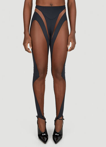 Mugler Sheer Cut Out Leggings Black mug0251005