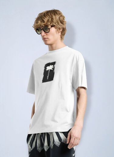Palm Angels Brushed Palm Tree Regular Tee White pma0166110