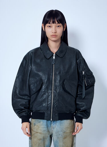 Alpha Industries CWU-36/P Leather UV Loose Bomber Jacket Black alp0366006