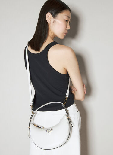 Prada Arqué Leather Shoulder Bag White pra0256047