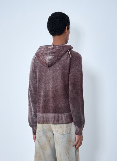 Acne Studios Zip-Up Hooded Sweatshirt Burgundy acn0163001