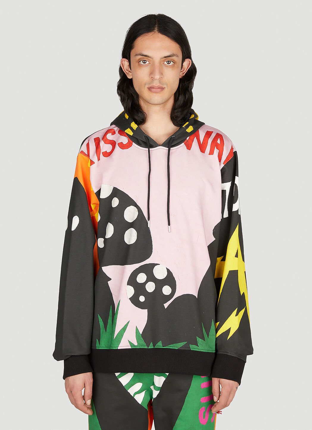 Walter Van Beirendonck Men s Banner Hooded Sweatshirt in Pink LN CC