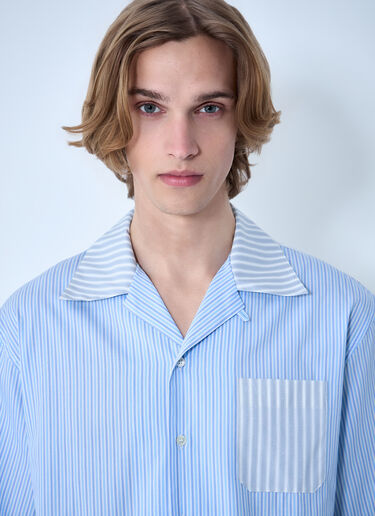 Marni Striped Cotton Poplin Shirt Blue mni0163004