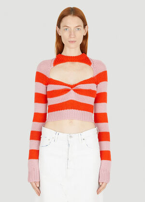 Marni 镂空条纹针织上衣 粉色 mni0251011