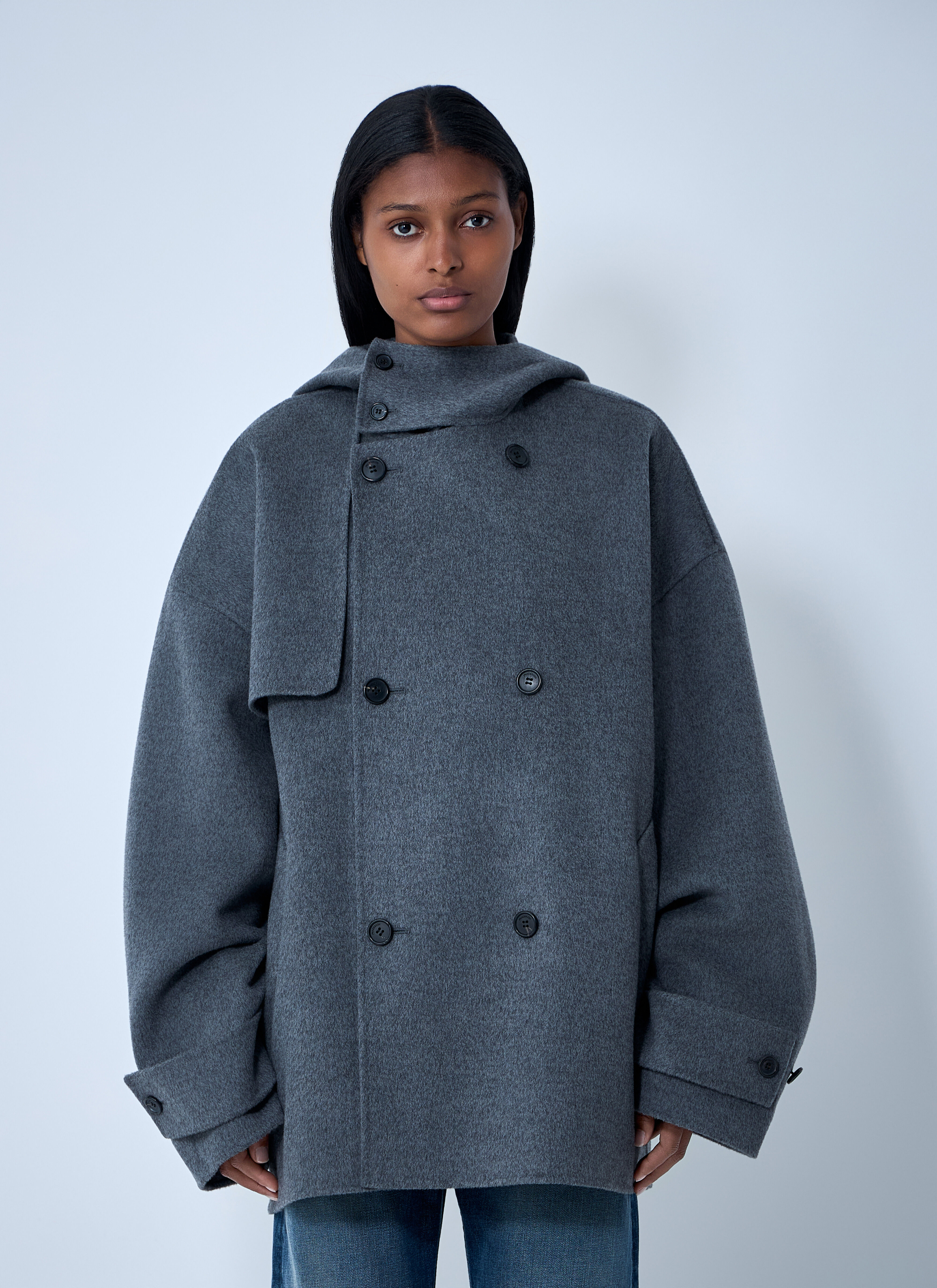 JW Anderson Women's' Oversized Pea Coat in Charcoal | LN-CC®