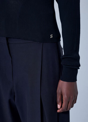 LN-CC® - Sportmax: Ribbed Knit Sweater - Black Sportmax Ribbed Knit Sweater Black spx0266004