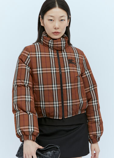 Burberry Check Down Puffer Jacket Brown bur0253100