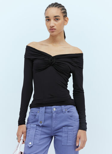 Rose Mesh Long Sleeve Top Blumarine Rose Mesh Long Sleeve Top Black blm0253001