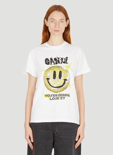 GANNI Graphic Print T-Shirt White gan0251017