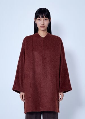Max Mara Short Alpaca and Wool Coat Burgundy max0266216