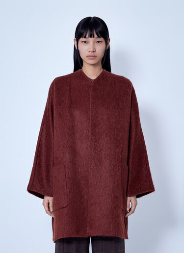 Max Mara Short Alpaca and Wool Coat Burgundy max0266216