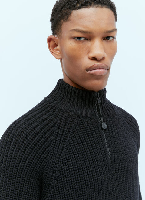 Moncler Pharrell Williams T-Neck Wool Knit Sweater Black mpw0354002