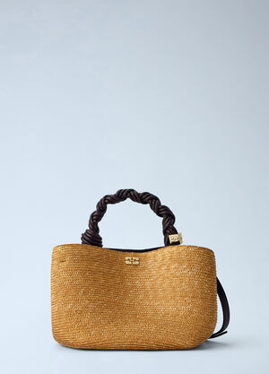 GANNI Bou Small Straw Top Handle Bag Yellow gan0265033