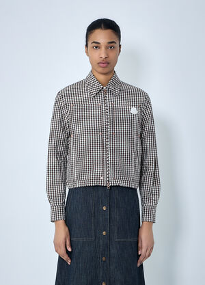 Moncler Gingham Check Shirt Jacket Brown mon0264019