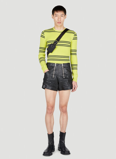 Prada Zip Up Leather Shorts Black pra0152019