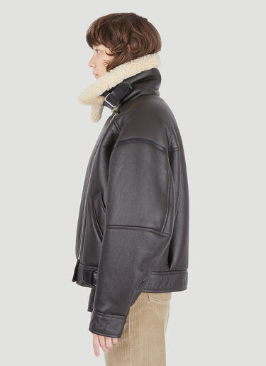 Acne Studios Leather Shearling Flight Jacket Dark Brown acn0246018