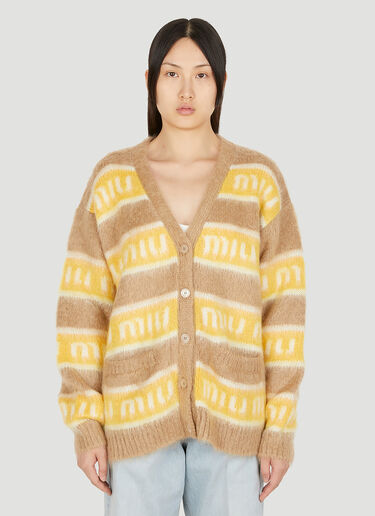 Miu Miu Logo Jacquard Cardigan Camel miu0250011