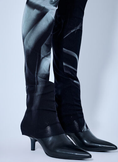 LN-CC® - Jean Paul Gaultier: Mesh Printed Smoking Women Flare Pants - Black Jean Paul Gaultier Mesh Printed Smoking Women Flare Pants Black jpg0266018