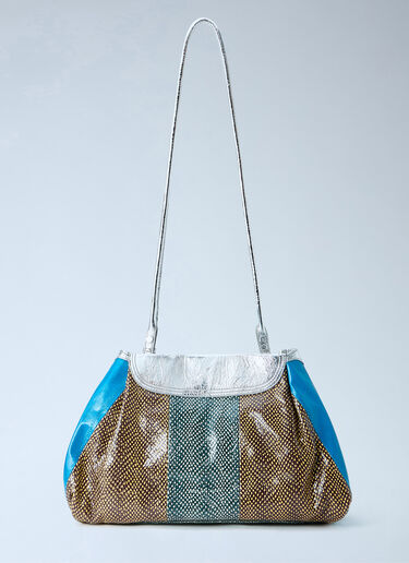Dries Van Noten Textured Leather Shoulder Bag Green dvn0264040