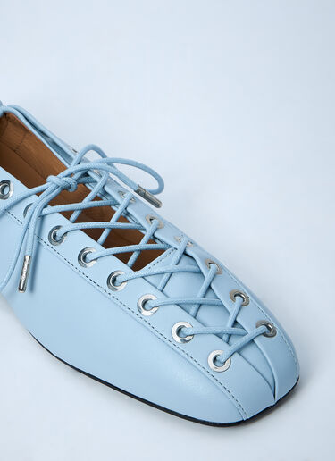 GANNI Eyelets Lace Up Ballerina Light Blue gan0261028