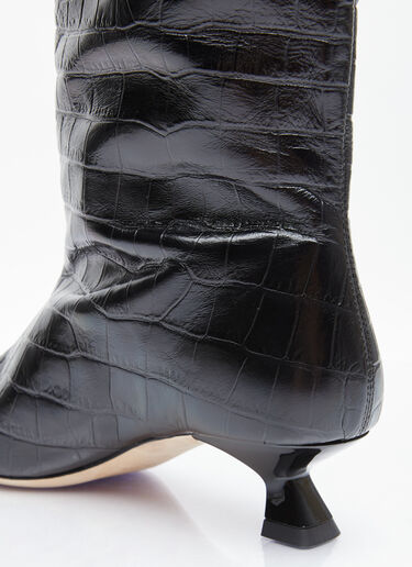 Rejina Pyo Pillar Snake-Embossed Leather Boots Black rej0253012