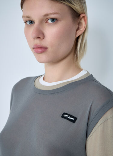 Miu Miu Set Of Three Logo Motif T-Shirts White miu0261005