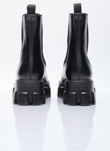 Prada Monolith Brushed Leather Boots Black pra0254021