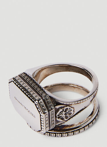 Engraved Signet Ring Alexander McQueen Engraved Signet Ring Silver amq0150052